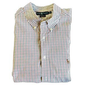 Ralph Lauren Dress Shirt Yarmouth Red White Blue Check Button Down 17 32/33